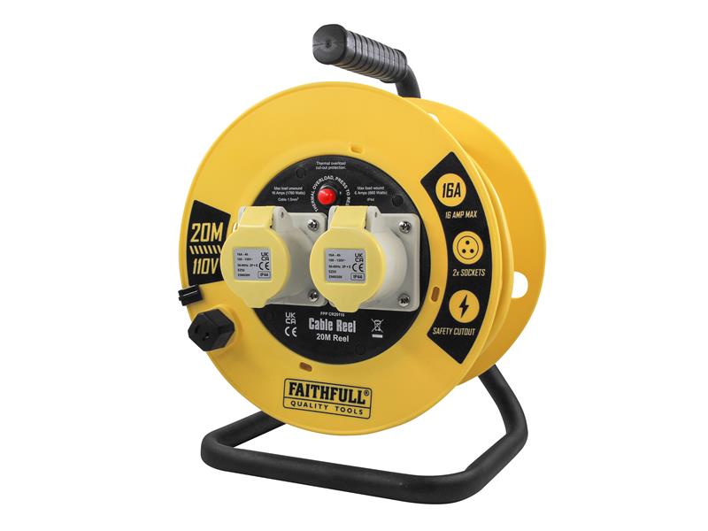 FPPCR20110 - Open Cable Reel 110V 20m 16A 2 Socket (1.5mm Cable)