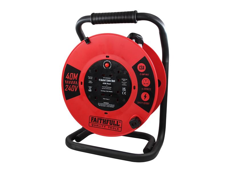 FPPCR40240HD - Open Cable Reel 240V 40m 13A 4 Socket (1.25mm Cable)