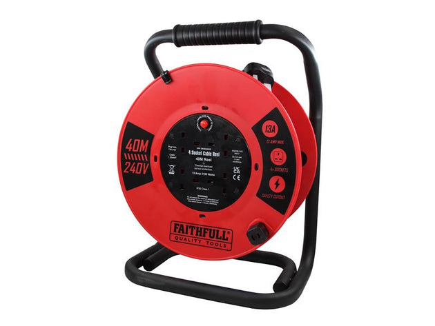 FPPCR40240HD - Open Cable Reel 240V 40m 13A 4 Socket (1.25mm Cable)