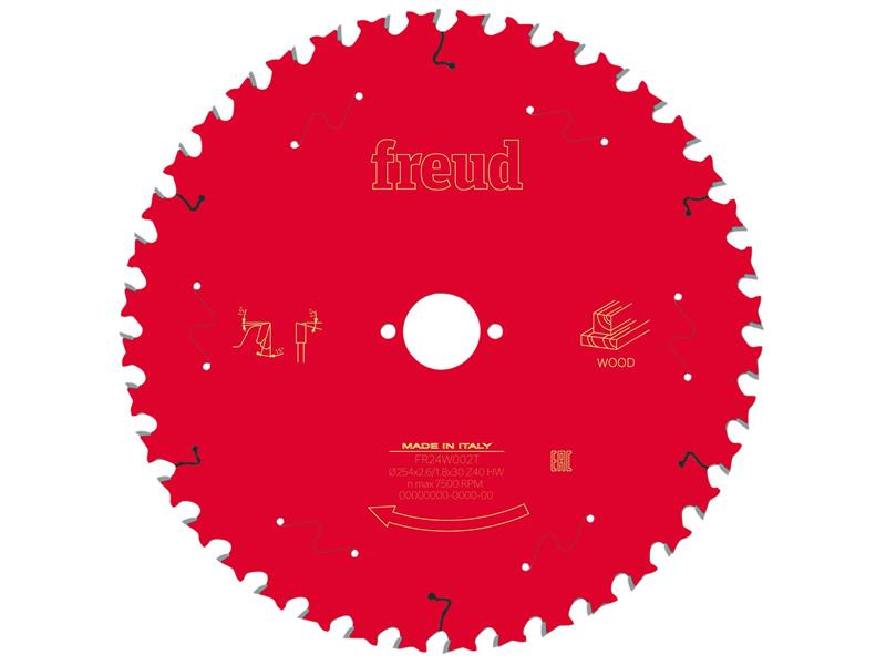 FRE03FS09779 - Wood Table Saw Blade 254 x 30 x 2.6/1.8mm x 40T