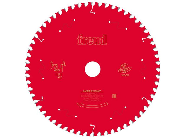 FRE03FS09782 - Wood Table Saw Blade 260 x 30 x 2.6/1.8mm x 60T