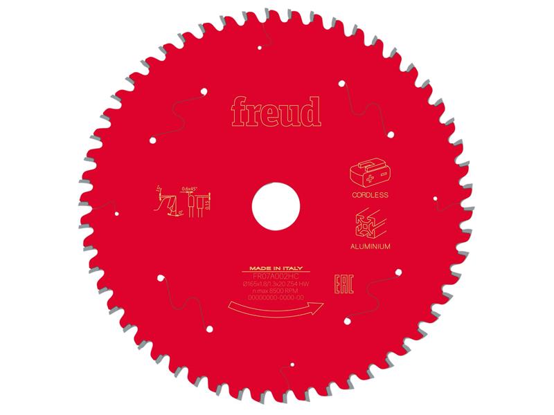 FRE03FS10086 - Metal Circular Saw Blade 165 x 20 x 1.8/1.3mm x 54T