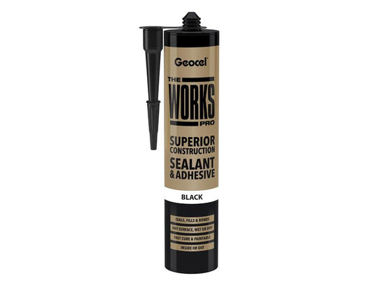 GEO6001242 - THE WORKS PRO Sealant & Adhesive Black 290ml