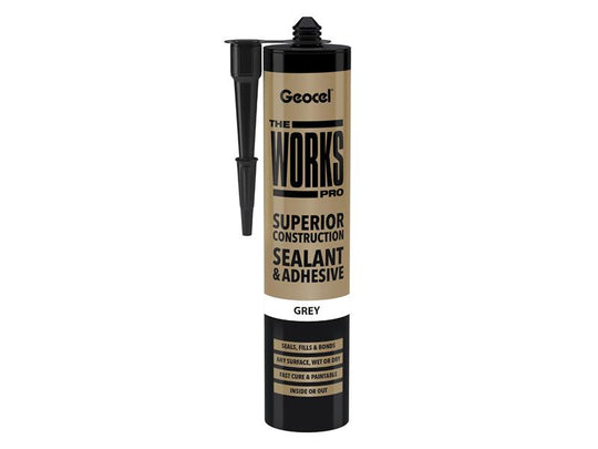 GEO6001243 - THE WORKS PRO Sealant & Adhesive Grey 290ml