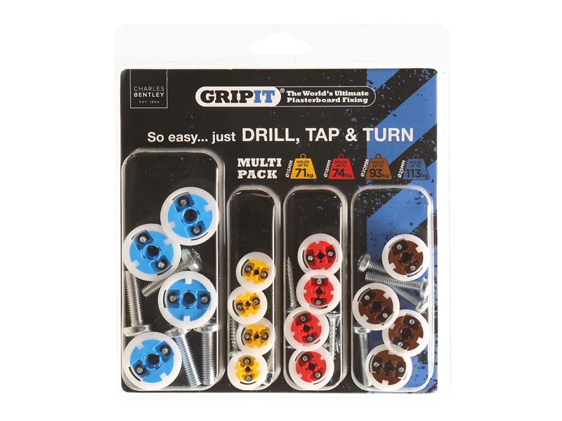 GRPMULTIPK - Plasterboard Fixings Multi Pack,16 Piece, Clam Pack