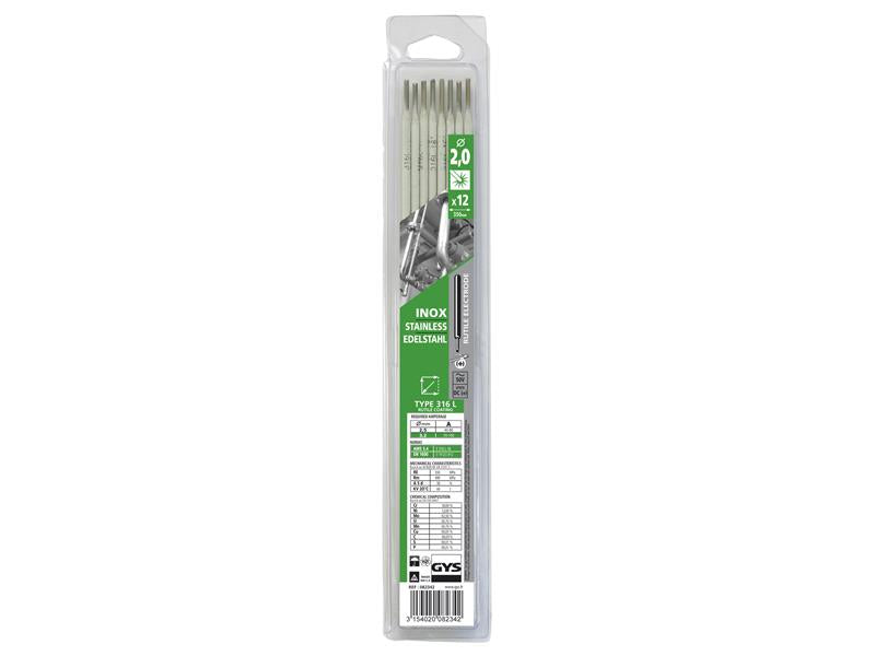 GYS082359 - Stainless Steel Electrodes 316L 2.0mm (Pack 12)