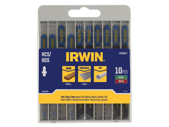 IRW10505817 - HCS/HSS T-Shank Jigsaw Blade Set, 10 Piece