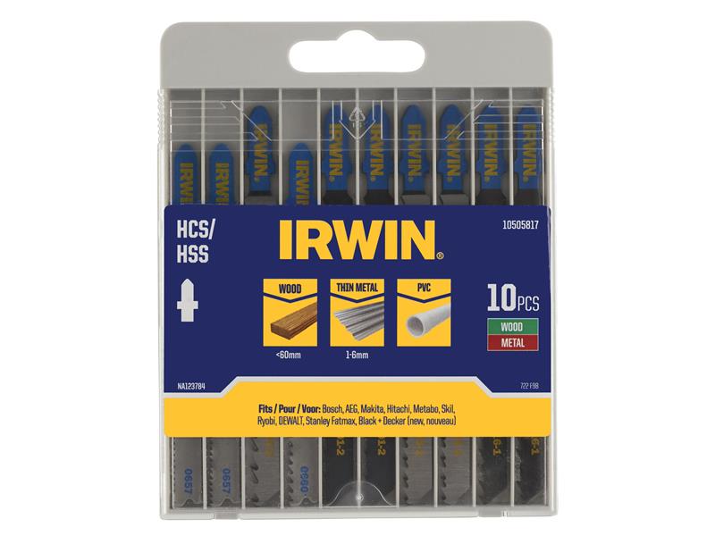 IRW10505817 - HCS/HSS T-Shank Jigsaw Blade Set, 10 Piece