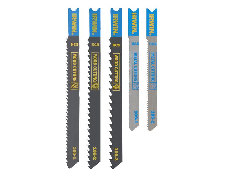 IRWIW1014502 - HCS/HSS U-Shank Jigsaw Blade Set, 5 Piece