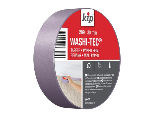 KIP222546 - 209 Premium Low Tack WASHI-TEC® Masking Tape 30mm x 50m