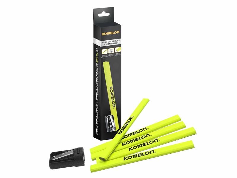 KOMTUB10 - Carpenters Pencil and Sharpener Set, 10 Piece