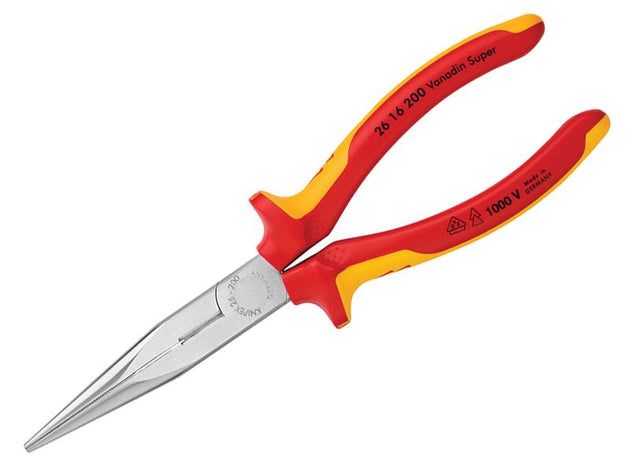 KPX2616200 - 26 16 200 VDE Long Snipe Nose Side Cutting Pliers 200mm