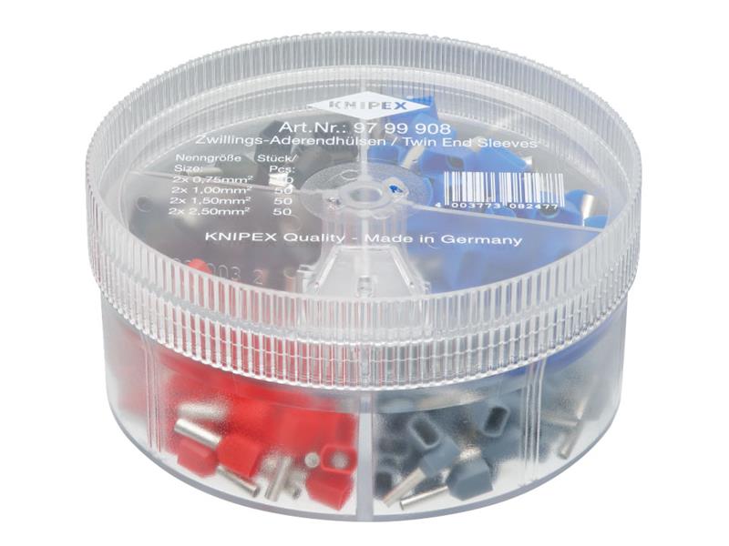 KPX9799908 - 97 99 908 Insulated Twin Wire Ferrules Assortment Box, 200 Piece