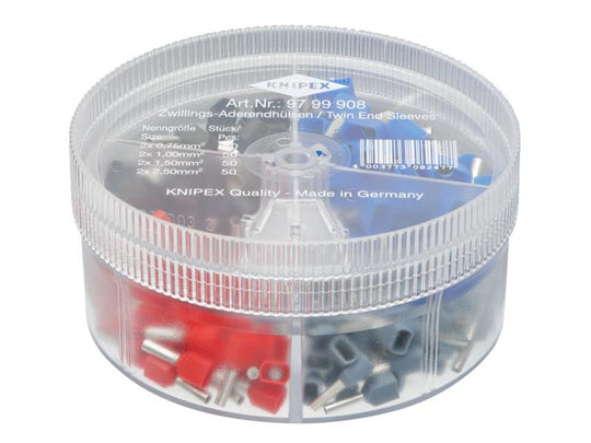 KPX9799908 - 97 99 908 Insulated Twin Wire Ferrules Assortment Box, 200 Piece