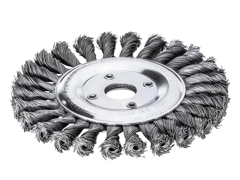 LES472211 - Knot Wheel Brush 115 x 14mm 22.2mm Bore, 0.50 Steel Wire