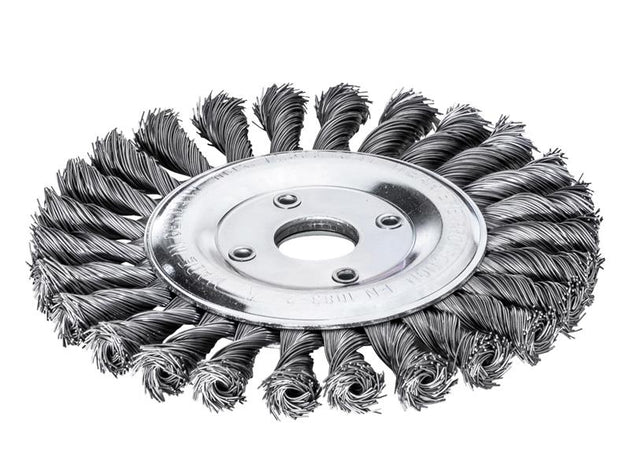 LES473211 - Knot Wheel Brush 125 x 14mm 22.2mm Bore, 0.50 Steel Wire