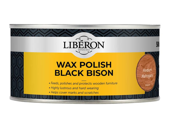 LIBBPWMM500N - Black Bison Wax Paste Medium Mahogany 500ml
