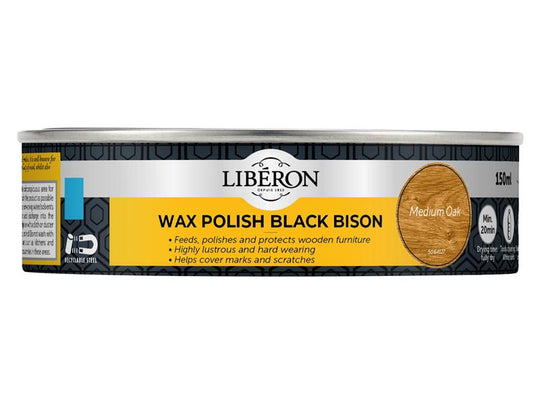 LIBBPWMO150N - Bison Paste Wax Medium Oak 150ml