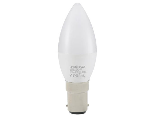 LTHB155W - Wi-Fi LED SBC (B15) Opal Candle Dimmable Bulb, White + RGB 470 lm 5.5W