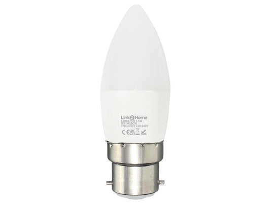 LTHB225W - Wi-Fi LED BC (B22) Opal Candle Dimmable Bulb, White + RGB 470 lm 5.5W