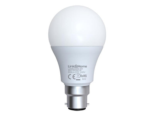 LTHB229W - Wi-Fi LED BC (B22) Opal GLS Dimmable Bulb, White + RGB 800 lm 9W