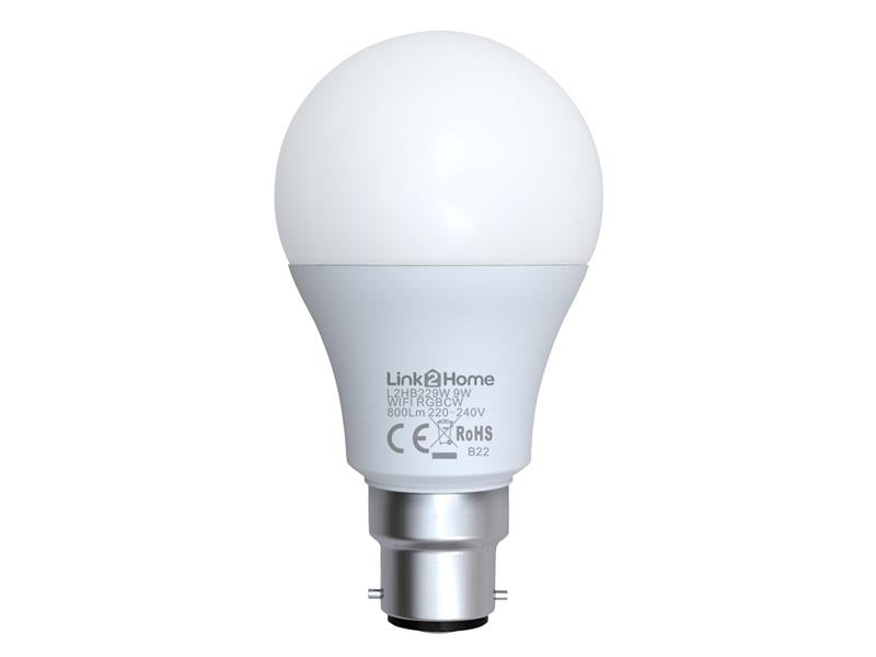 LTHB229W - Wi-Fi LED BC (B22) Opal GLS Dimmable Bulb, White + RGB 800 lm 9W