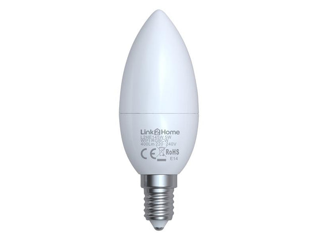 LTHE145W - Wi-Fi LED SES (E14) Opal Candle Dimmable Bulb, White + RGB 400 lm 5W