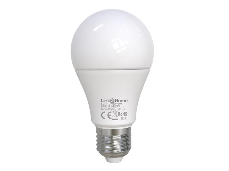 LTHE279W - Wi-Fi LED ES (E27) Opal GLS Dimmable Bulb, White + RGB 800 lm 9W