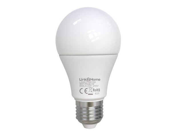 LTHE279W - Wi-Fi LED ES (E27) Opal GLS Dimmable Bulb, White + RGB 800 lm 9W