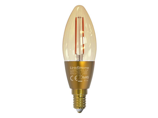LTHFE145W - Wi-Fi LED SES (E14) Candle Filament Dimmable Bulb, White 400 lm 4.5W