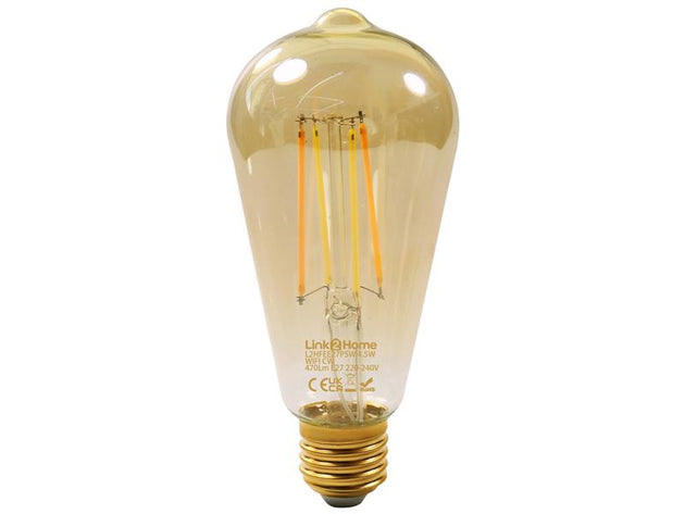 LTHFEE27P5W - Wi-Fi LED ES (E27) Pear Filament Dimmable Bulb, White 470 lm 4.5W