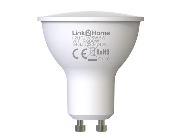 LTHGU105W - Wi-Fi LED GU10 Dimmable Bulb, White + RGB 345 lm 5W