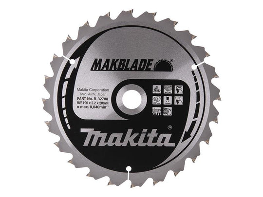 MAKB32708 - B-32708 MAKBLADE Mitre Saw Blade 190 x 20mm x 24T