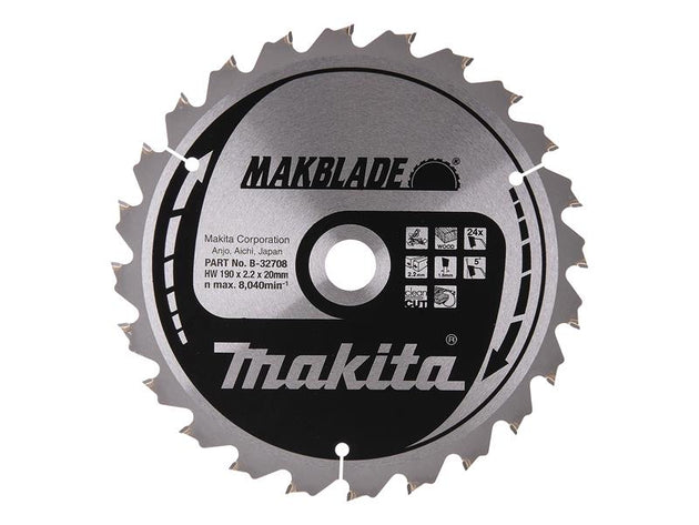 MAKB32708 - B-32708 MAKBLADE Mitre Saw Blade 190 x 20mm x 24T