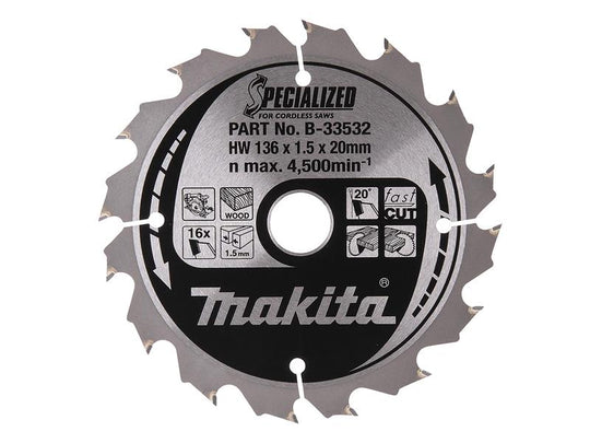 MAKB33532 - B-33532 Specialized for Cordless Saws Blade 136 x 20mm x 16T