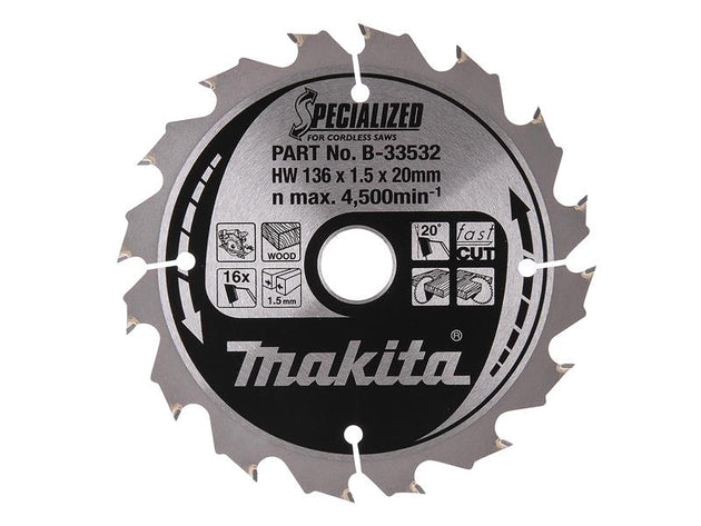 MAKB33532 - B-33532 Specialized for Cordless Saws Blade 136 x 20mm x 16T