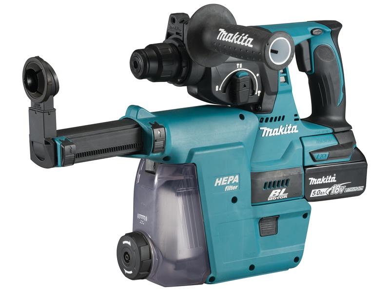 MAKDHR242RTW - DHR242RTJW SDS Plus BL Hammer Drill + Extractor 18V 2 x 5.0Ah Li-ion