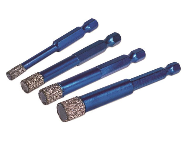 MEXA10VBDSET - XCEL Grade Wax Filled (Hex Fit) Tile Drill Bit Set, 4 Piece
