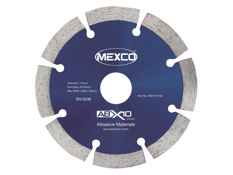 MEXABX10115 - Abrasive Materials X10 Grade Diamond Blade 115 x 22.23mm