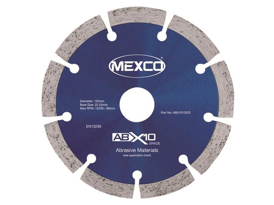 MEXABX10125 - Abrasive Materials X10 Grade Diamond Blade 125 x 22.23mm