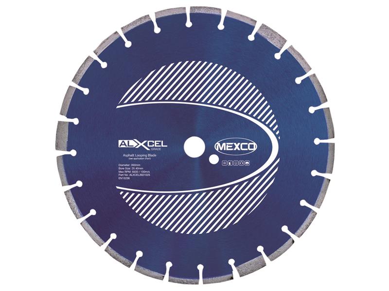 MEXALXL35010 - Asphalt Looping Diamond Blade 350 x 25.4mm x 10mm Width