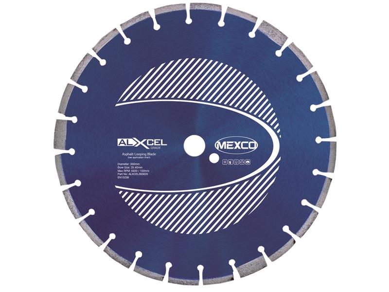MEXALXL3506 - Asphalt Looping Diamond Blade 350 x 25.4mm x 6mm Width