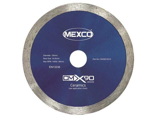 MEXCMX90105 - X90 Grade Ceramic Materials Diamond Blade 105 x 16mm