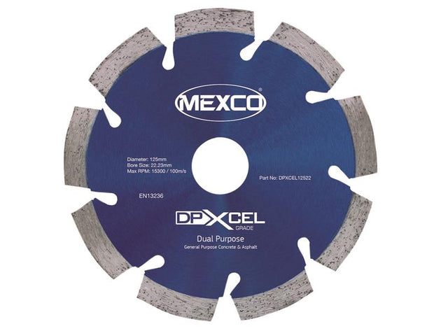 MEXDPXL12522 - XCEL Grade Dual Purpose Diamond Blade 125 x 22mm