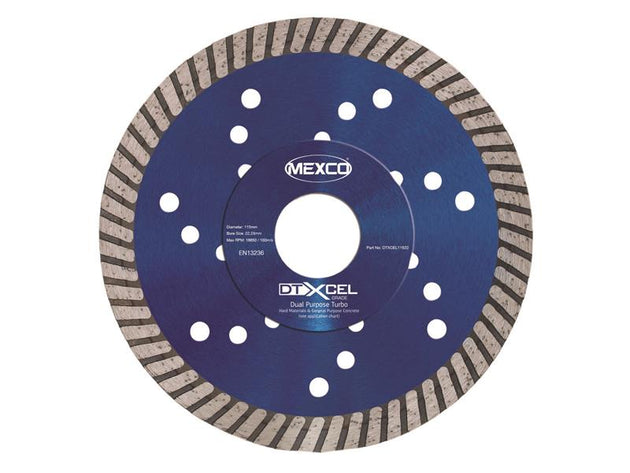 MEXDTXL11522 - XCEL Grade Dual Purpose Turbo Diamond Blade 115 x 22mm