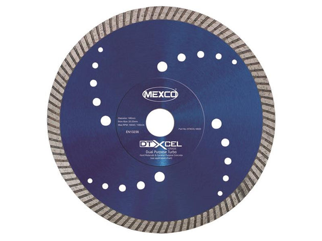 MEXDTXL18022 - XCEL Grade Dual Purpose Turbo Diamond Blade 180 x 22mm