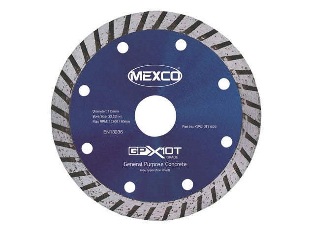 MEXGPX10T115 - GP Concrete Turbo Diamond Blade 115 x 22mm