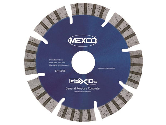 MEXGPX15115 - GPX10-15 Concrete Diamond Blade 115 x 22mm