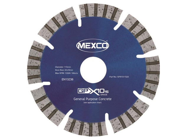 MEXGPX15115 - GPX10-15 Concrete Diamond Blade 115 x 22mm