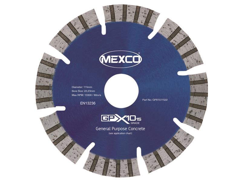 MEXGPX15115 - GPX10-15 Concrete Diamond Blade 115 x 22mm